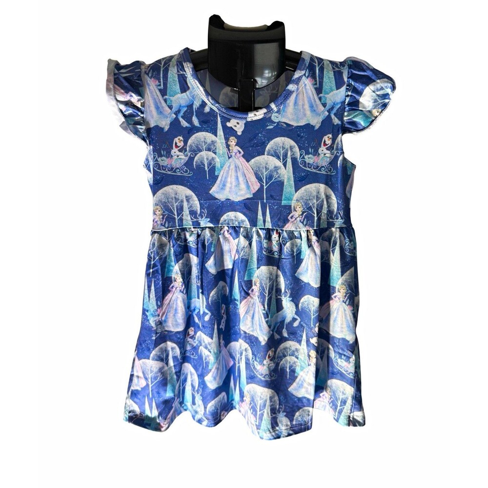 Toddler Girls Princess Dress Size 2T Winter Ice Queen Casual Short Sleeve Dress